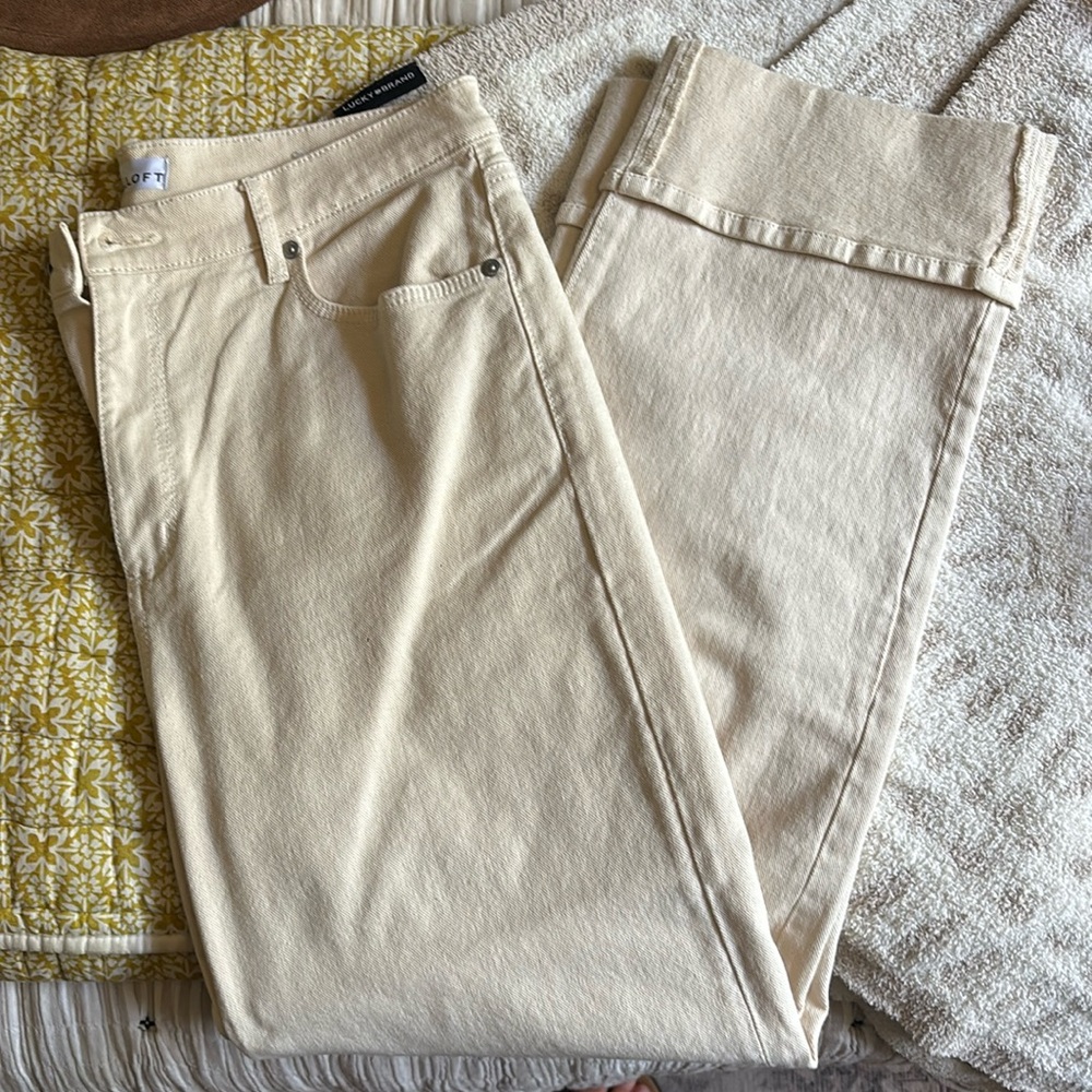 LOFT cream The Straight pants